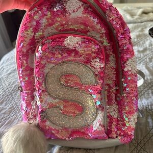 Justice Pink and Silver Sequin Kids Purse Backpack